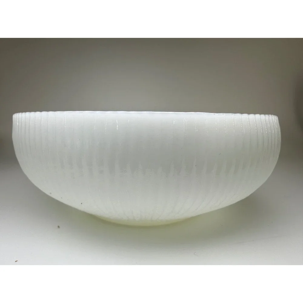 E.O. Brody‎ Co White Milk Glass Ribbed Bowl Vintage Cleveland Ohio USA 7.5